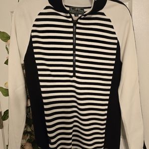 L-RL Lauren active Ralph Lauren Striped Black and White Sweater Womens Size L